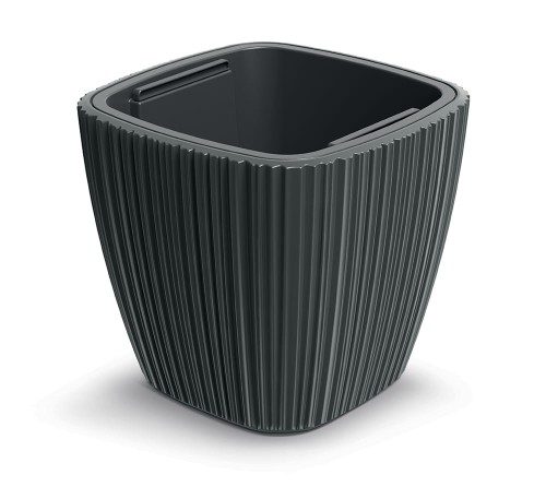 Zum Produkt Tymar Blumentopf Hoch für Innen & Außen, Übertopf Gross, Pflanzkübel ecking mit Einsatz, Blumenkübel aus Kunststoff_ORO Quadrat